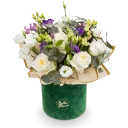 Flower box of roses and lisianthus